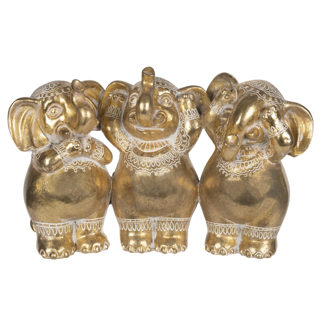 No Evil Golden Elephant Statue