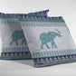 16” Teal Ornate Elephant Zippered Suede Throw Pillow