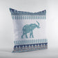 16” Teal Ornate Elephant Zippered Suede Throw Pillow