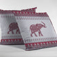 16” Red White Ornate Elephant Zippered Suede Throw Pillow