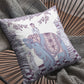 16” Blue Purple Ornate Elephant Zippered Suede Throw Pillow