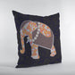 16” Orange Elephant Zippered Suede Throw Pillow