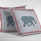 16” Blue Pink Elephant Zippered Suede Throw Pillow