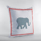 16” Blue Pink Elephant Zippered Suede Throw Pillow