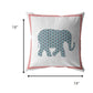 18” Blue Pink Elephant Zippered Suede Throw Pillow