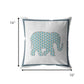 16” Blue White Elephant Zippered Suede Throw Pillow