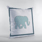 16” Blue White Elephant Zippered Suede Throw Pillow