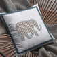 18” Gold White Elephant Zippered Suede Throw Pillow