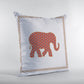 16” Orange White Elephant Zippered Suede Throw Pillow