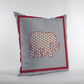 16” Red Gray Elephant Zippered Suede Throw Pillow