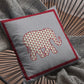 16” Red Gray Elephant Zippered Suede Throw Pillow