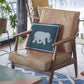 16” Spruce Blue Elephant Zippered Suede Throw Pillow