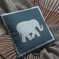 16” Spruce Blue Elephant Zippered Suede Throw Pillow