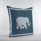 16” Spruce Blue Elephant Zippered Suede Throw Pillow