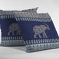 16” Navy Ornate Elephant Zippered Suede Throw Pillow