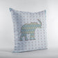 16" Blue Elephant Zip Suede Throw Pillow