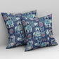 16" Blue Gray Tribal Indoor Outdoor Zip Throw Pillow