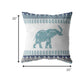 20” Teal Ornate Elephant Indoor Outdoor Throw Pillow