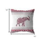 16” Red White Ornate Elephant Indoor Outdoor Throw Pillow