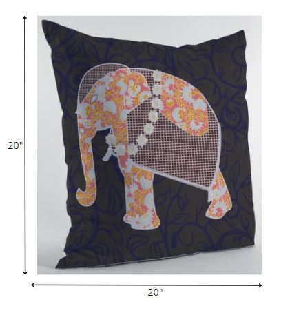 20” Orange Elephant Indoor Outdoor Throw Pillow