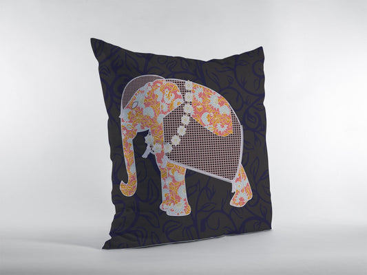 20” Orange Elephant Indoor Outdoor Throw Pillow