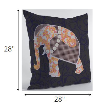 28” Orange Elephant Indoor Outdoor Throw Pillow