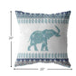 20” Teal Ornate Elephant Indoor Outdoor Zippered Throw Pillow