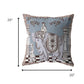 20” Blue Brown Ornate Elephant Indoor Outdoor Zippered Throw Pillow