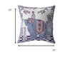 20” Blue Purple Ornate Elephant Indoor Outdoor Zippered Throw Pillow