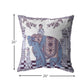 26” Blue Purple Ornate Elephant Indoor Outdoor Zippered Throw Pillow