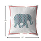 20” Blue Pink Elephant Indoor Outdoor Zippered Throw Pillow