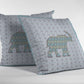 16" Blue Elephant Indoor Outdoor Zip Throw Pillow