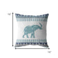 16” Teal Ornate Elephant Suede Throw Pillow