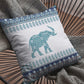 18” Teal Ornate Elephant Suede Throw Pillow