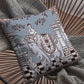 18” Blue Brown Ornate Elephant Suede Throw Pillow