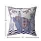 18” Blue Purple Ornate Elephant Suede Throw Pillow