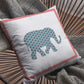 16” Blue Pink Elephant Boho Suede Throw Pillow