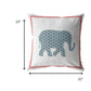 20” Blue Pink Elephant Boho Suede Throw Pillow