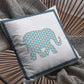 16” Blue White Elephant Boho Suede Throw Pillow