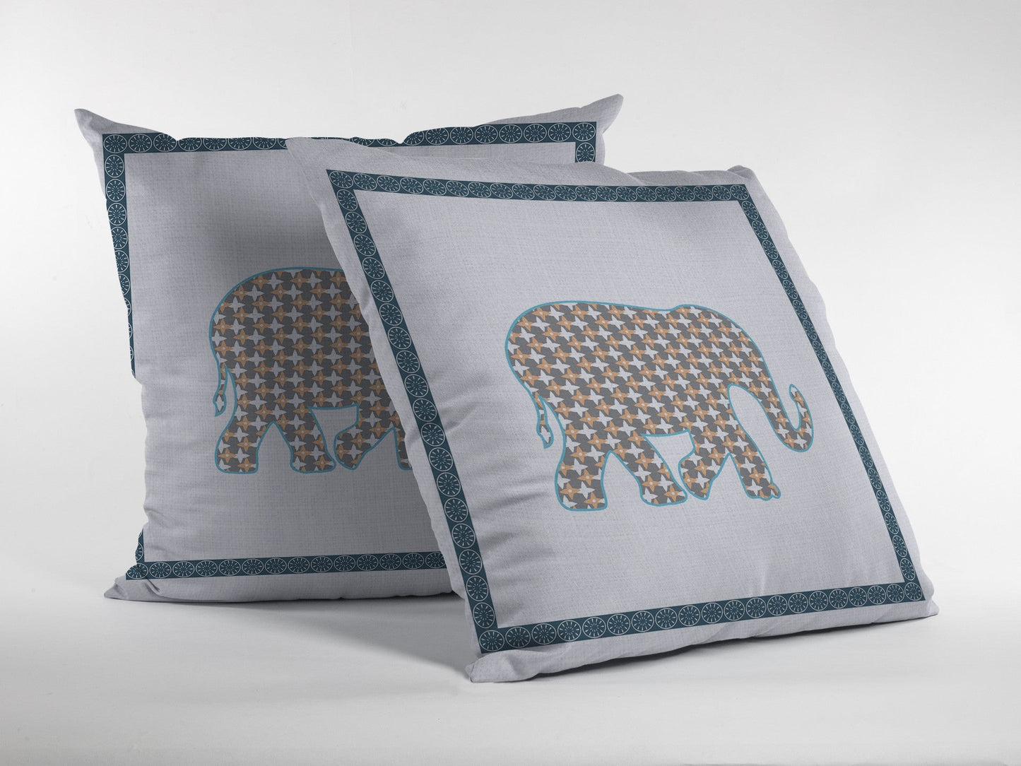 20” Gold White Elephant Boho Suede Throw Pillow