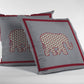 16” Red Gray Elephant Boho Suede Throw Pillow