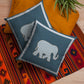 16” Spruce Blue Elephant Boho Suede Throw Pillow