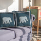 16” Spruce Blue Elephant Boho Suede Throw Pillow