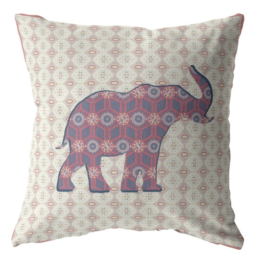 16" Magenta Elephant Decorative Suede Throw Pillow