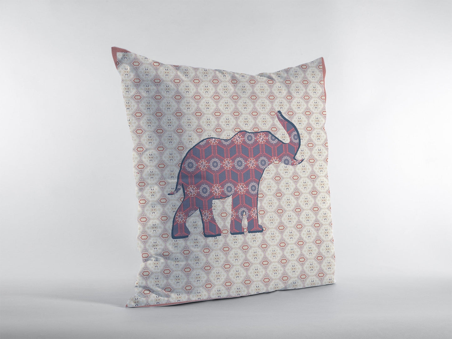 16" Magenta Elephant Decorative Suede Throw Pillow