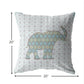 20" Blue Elephant Decorative Suede Throw Pillow