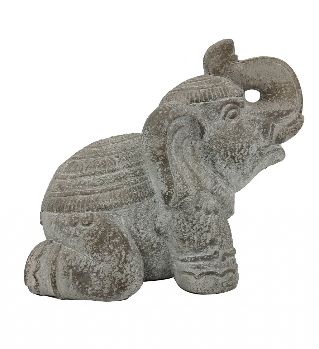 13" Rustic Elephant Indoor Outdoor Statue