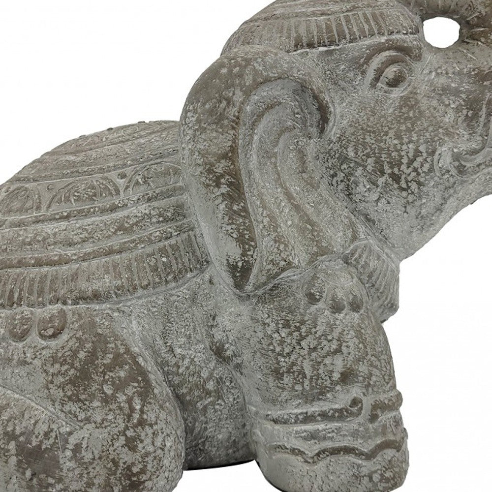 13" Rustic Elephant Indoor Outdoor Statue